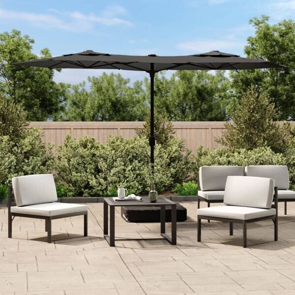 Vidaxl Parasol double toit LED 316x240 cm - Anthracite - 35% de remise