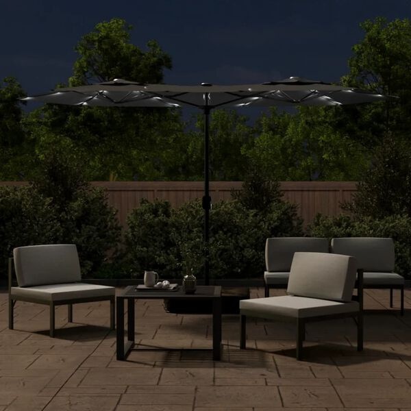 Vidaxl Parasol double toit LED 316x240 cm - Anthracite - 35% de remise