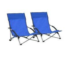 Vidaxl Lot de 2 chaises de plage pliantes bleu - 28% de remise