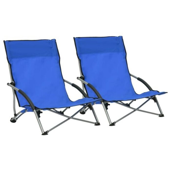 Vidaxl Lot de 2 chaises de plage pliantes bleu - 28% de remise