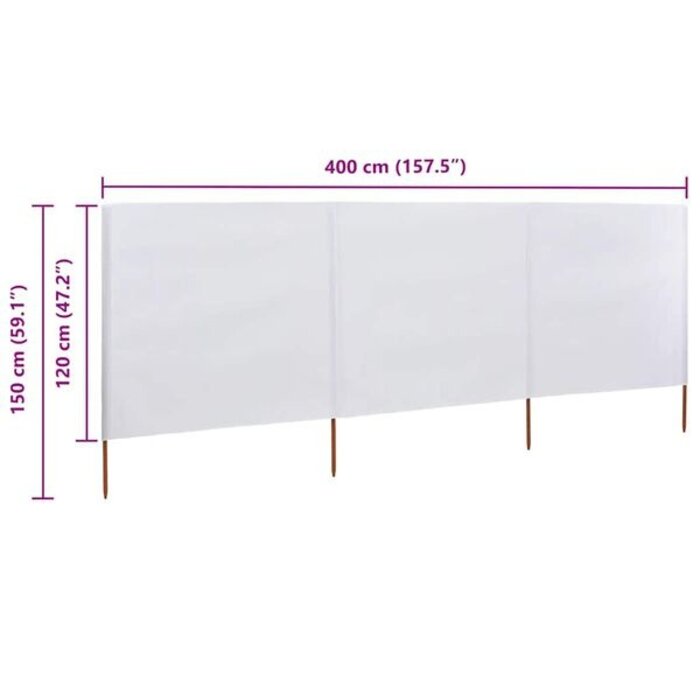 Vidaxl Pare-vent pliable 400x120 cm - 3 panneaux - Blanc - 31% de remise