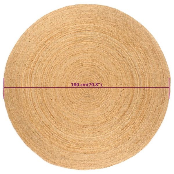 Vidaxl Tapis rond en jute tressé 180 cm - Naturel - 34% de remise