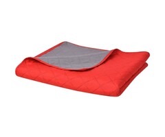 Vidaxl Couvre-lit matelassé réversible 220x240cm rouge et gris - 31% de remise