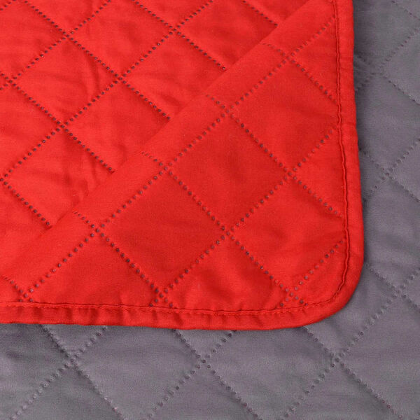 Vidaxl Couvre-lit matelassé réversible 220x240cm rouge et gris - 31% de remise