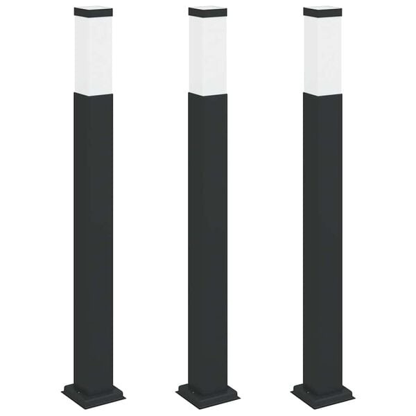 Vidaxl Lot de 3 bornes d'éclairage extérieur 80 cm, noir - 34% de remise