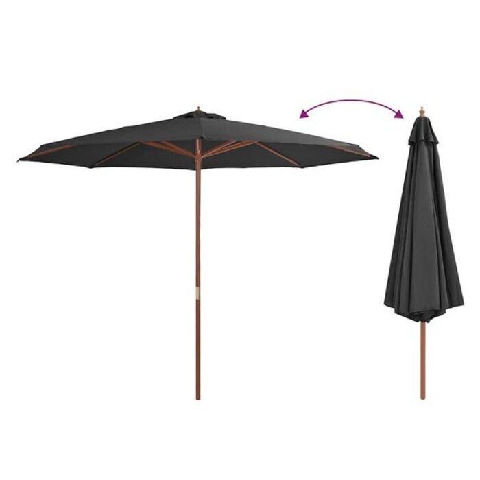 Vidaxl Parasol de jardin bois anthracite 350 cm - 34% de remise
