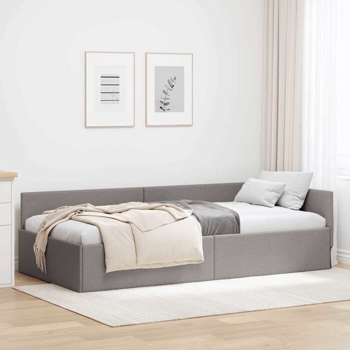 Vidaxl Cadre de lit d'angle taupe 90x200 cm - 35% de remise