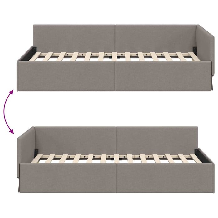Vidaxl Cadre de lit d'angle taupe 90x200 cm - 35% de remise