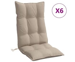 Vidaxl Lot de 6 coussins dossier haut taupe 120x50cm - 35% de remise
