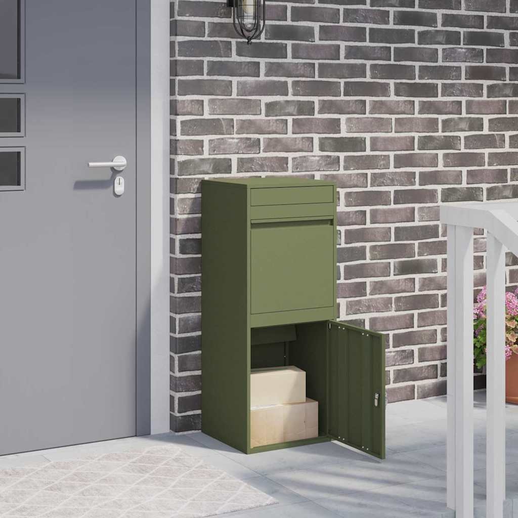 Vidaxl Boîte de réception pour colis en acier, Vert olive, 103 cm - 35% de remise