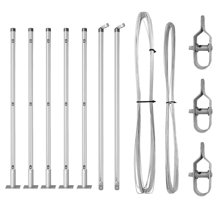 Vidaxl Lot de 7 poteaux de clôture avec base en béton - Argent - 32% de remise
