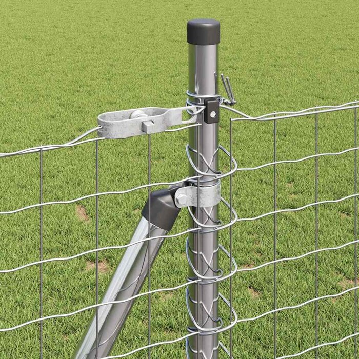 Vidaxl Lot de 7 poteaux de clôture avec base en béton - Argent - 32% de remise