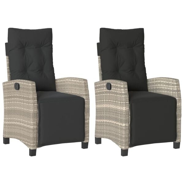 Vidaxl Lot de 2 chaises de jardin inclinables en poly rotin gris - 35% de remise