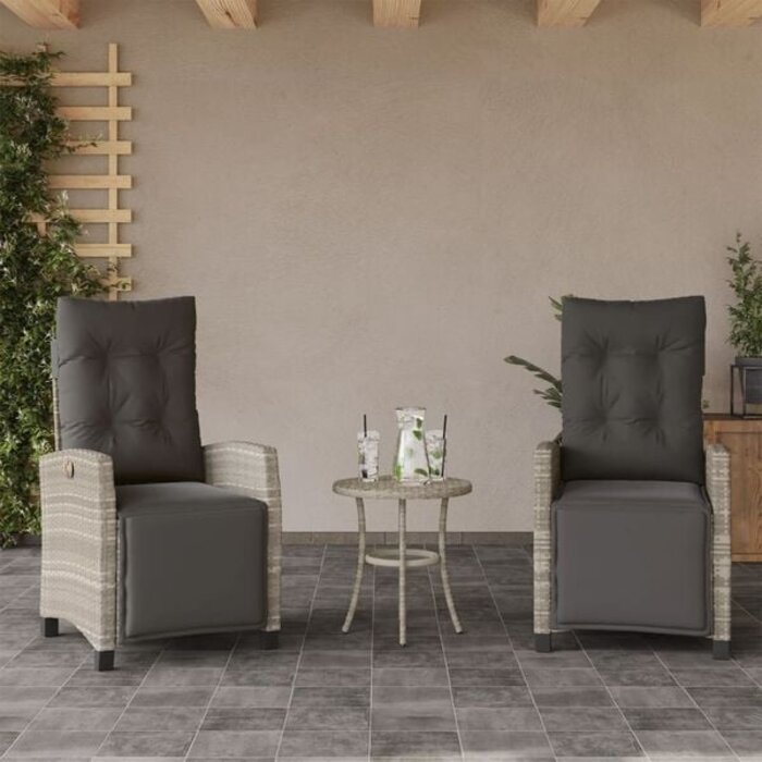 Vidaxl Lot de 2 chaises de jardin inclinables en poly rotin gris - 35% de remise
