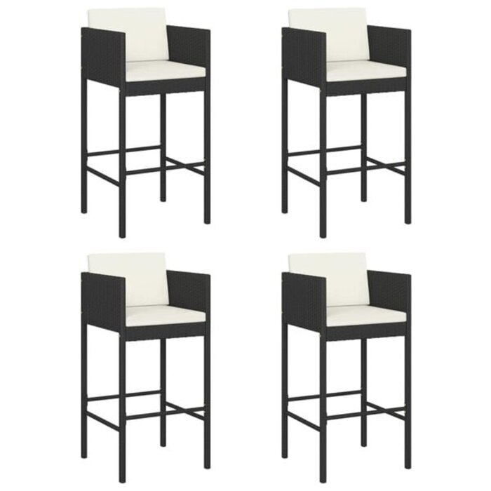Vidaxl Lot de 4 tabourets de bar en rotin noir - 35% de remise