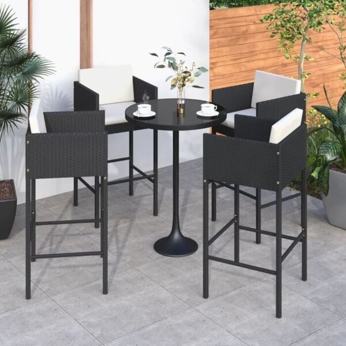 Vidaxl Lot de 4 tabourets de bar en rotin noir - 35% de remise