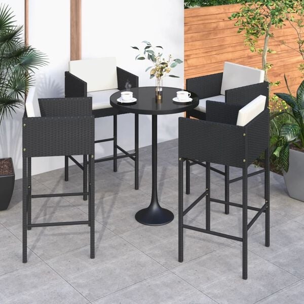 Vidaxl Lot de 4 tabourets de bar en rotin noir - 35% de remise