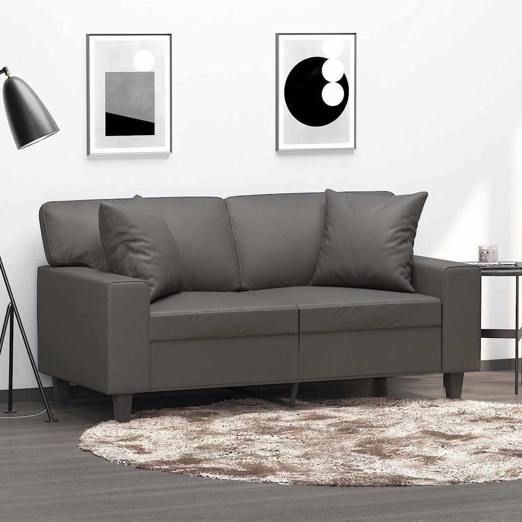 Vidaxl Lot de 2 coussins en similicuir gris 40x40 cm - 30% de remise