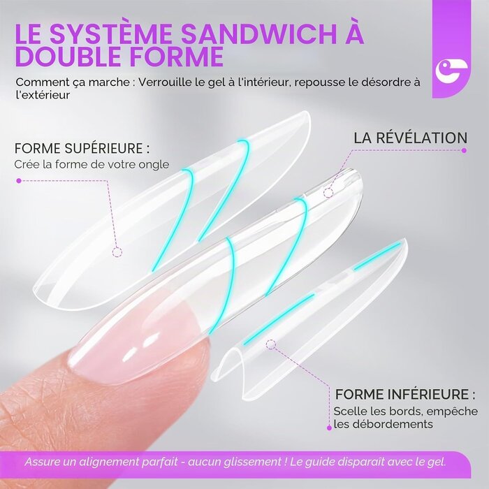 Chablons doubles pour extensions d'ongles, 240 pièces - 21% de remise