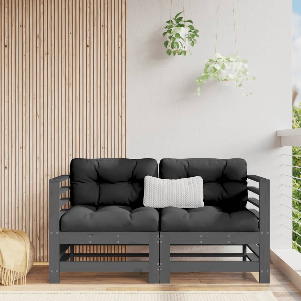 Lot de 2 canapés d'angle en pin massif gris - 25% de remise