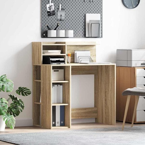 Bureau rectangulaire avec étagères, chêne Sonoma - 24% de remise