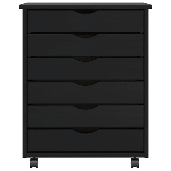 Caisson mobile MOSS 6 tiroirs en pin massif noir - 25% de remise