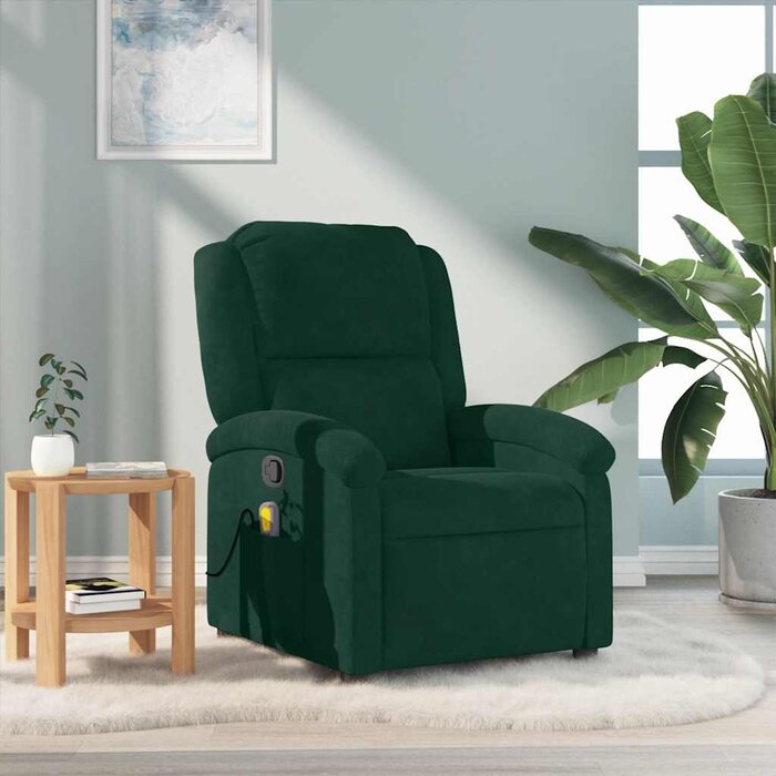 Fauteuil de massage inclinable velours vert - 25% de remise