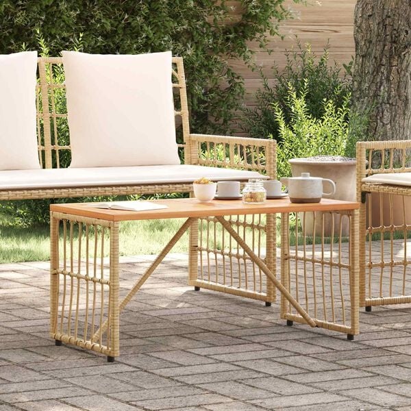 Table de jardin rectangulaire 80x40cm - Acier et polyrotin - 24% de remise