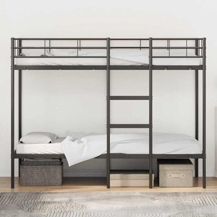 Lit superposé en acier noir 90x190 cm - 25% de remise