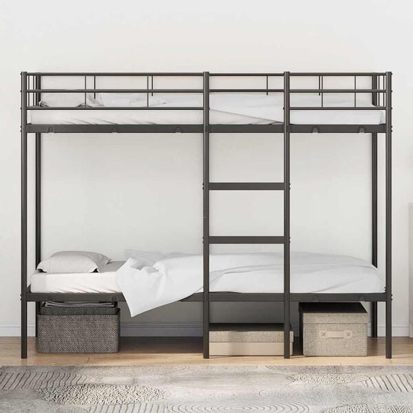Lit superposé en acier noir 90x190 cm - 25% de remise