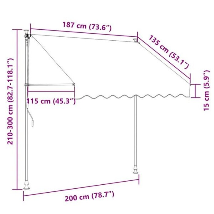 Store banne manuel rétractable 200 cm anthracite - 24% de remise