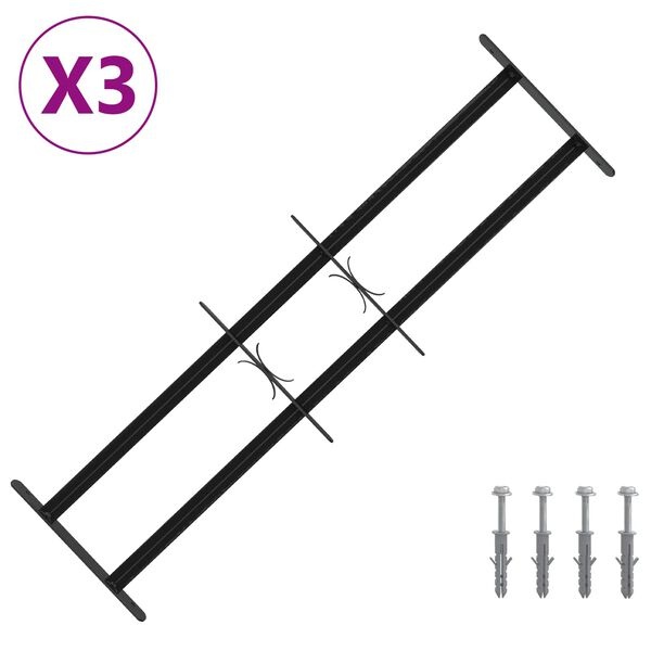 3 Grilles de sécurité pour fenêtre en acier noir - 24% de remise