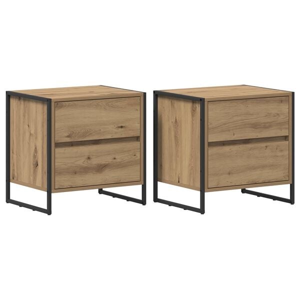 Lot de 2 tables de chevet style industriel chêne - 25% de remise