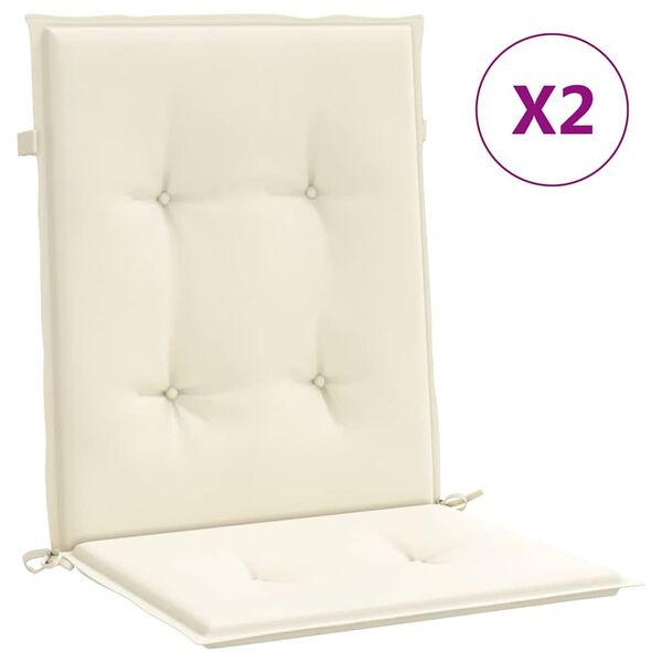 Lot de 2 coussins de jardin dossier bas, 100x50cm, crème - 23% de remise