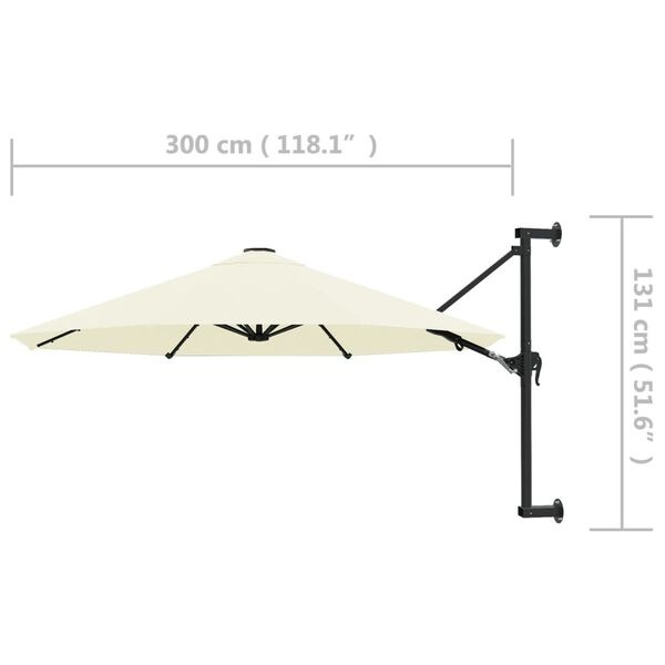Parasol mural inclinable 300 cm sable - 25% de remise