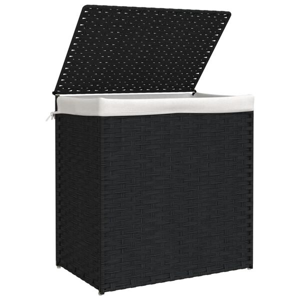 Panier à linge 2 compartiments en rotin noir - 53x35x57 cm - 24% de remise