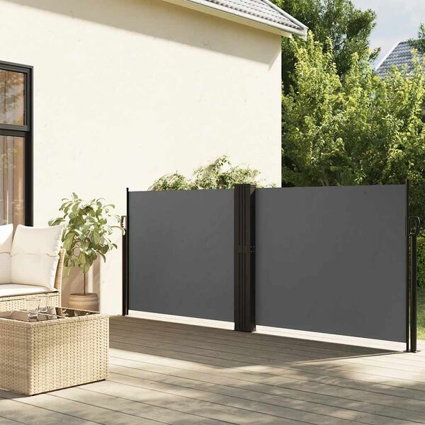 Paravent latéral rétractable 100 x 600 cm anthracite - 25% de remise
