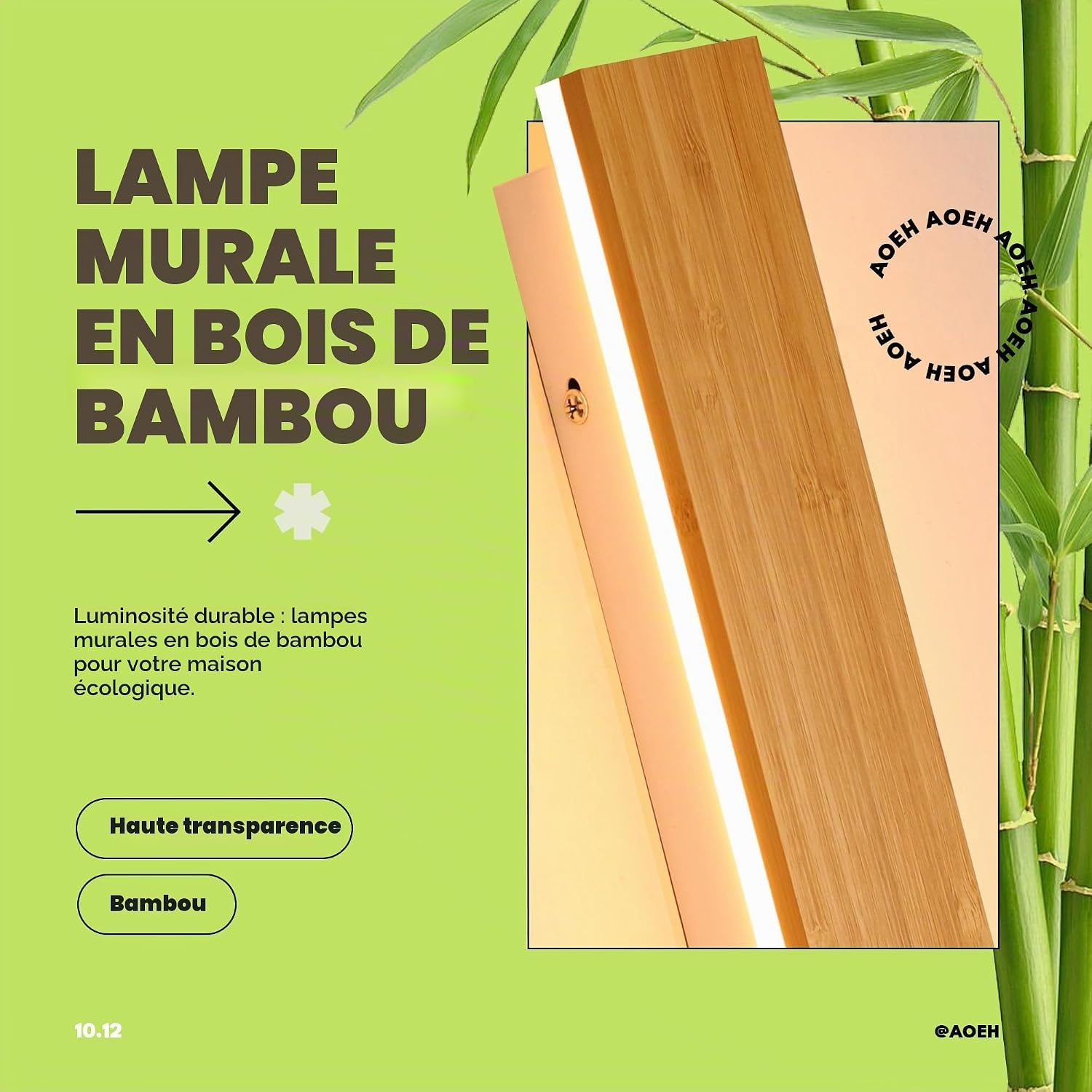 Applique LED Bambou 115cm - 41W - Télécommande - 23% de remise