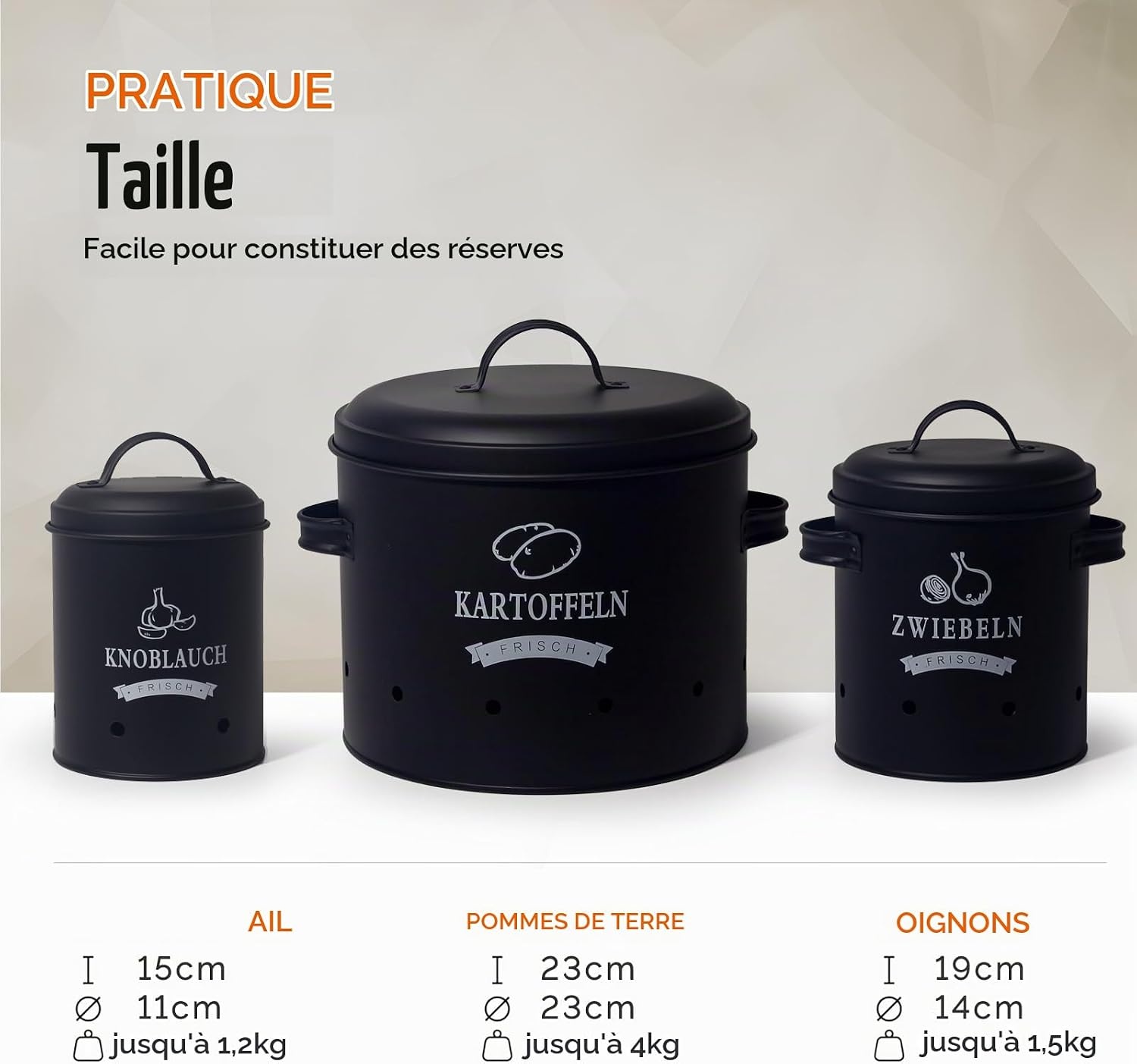 Ensemble 3 boîtes de conservation légumes noir - 23% de remise