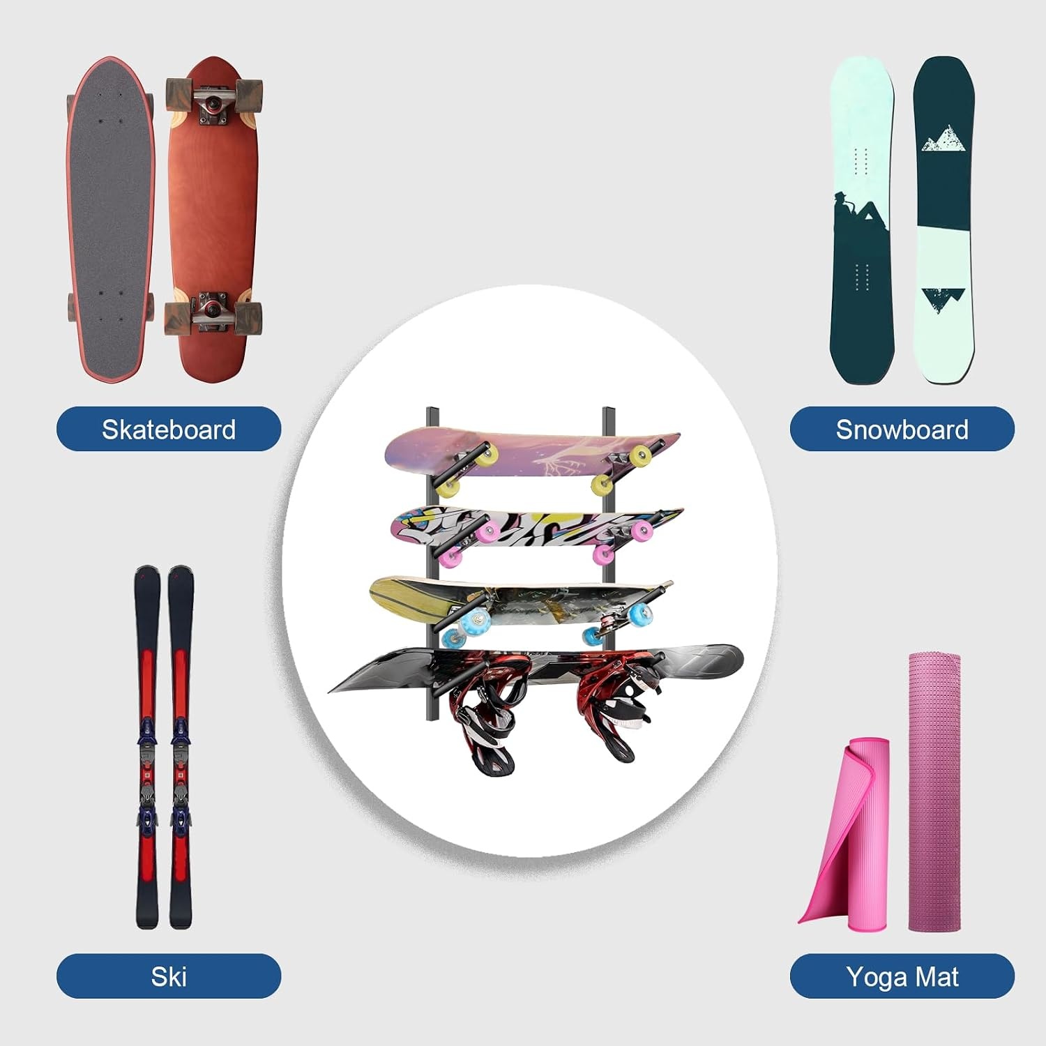 Support mural pour skateboard et snowboard 4 niveaux - 23% de remise
