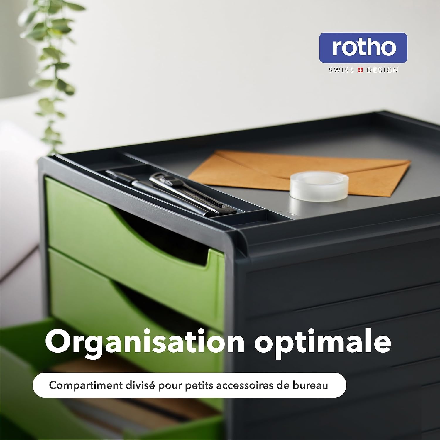 Caisson de bureau 5 tiroirs A4 vert/anthracite - 22% de remise