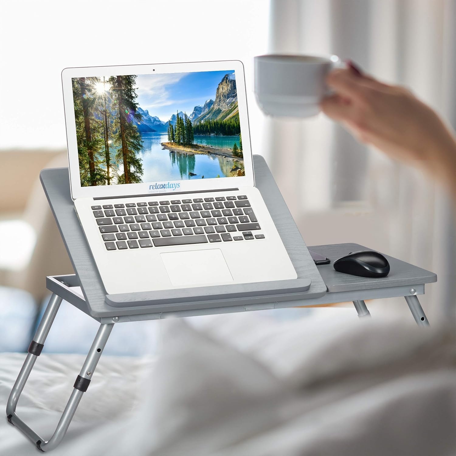 Table pour PC pliable et réglable - Gris - 23% de remise