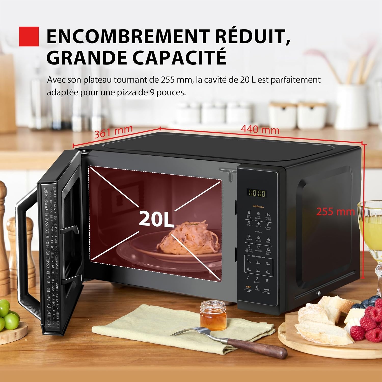 Micro-ondes numérique 20L 800W Noir Miroir - 25% de remise