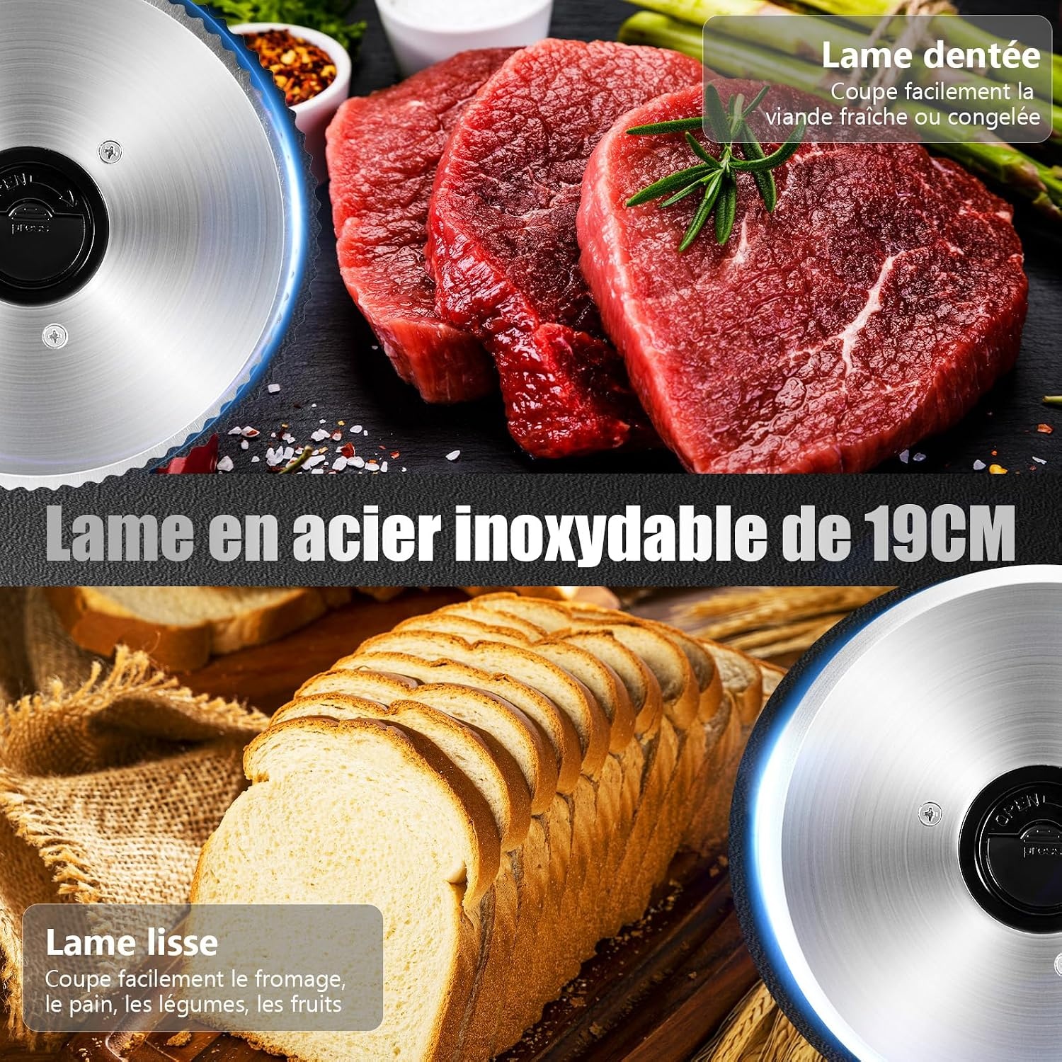 Trancheuse électrique 200W - 2 lames inox - 24% de remise