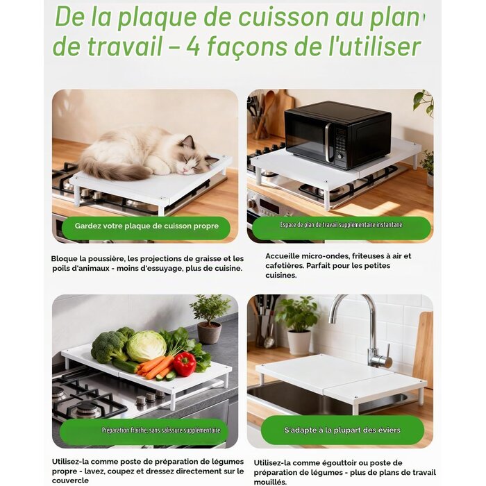 Couvercle de plaque de cuisson extensible blanc - 22% de remise