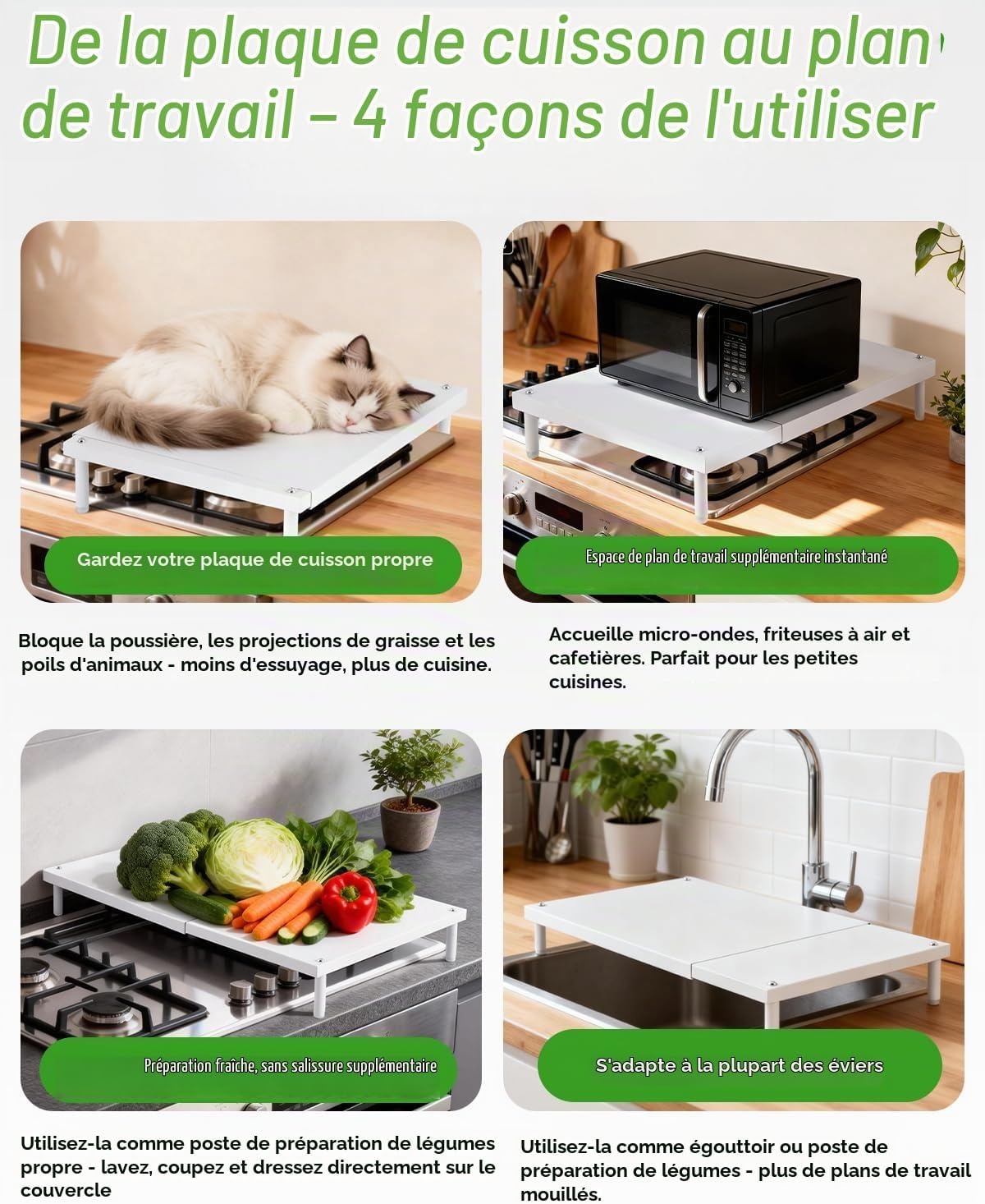Couvercle de plaque de cuisson extensible blanc - 22% de remise