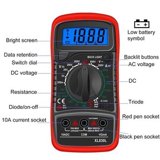 Vloer-verwarming.com Multimeter digitaal met lcd scherm