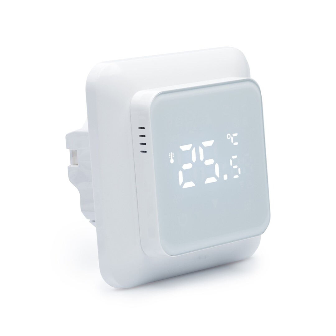 Modern WiFi Thermostat in White or Black – Smart Home Compatible – Works with Magnum, Pro-mat, Google Home & Alexa