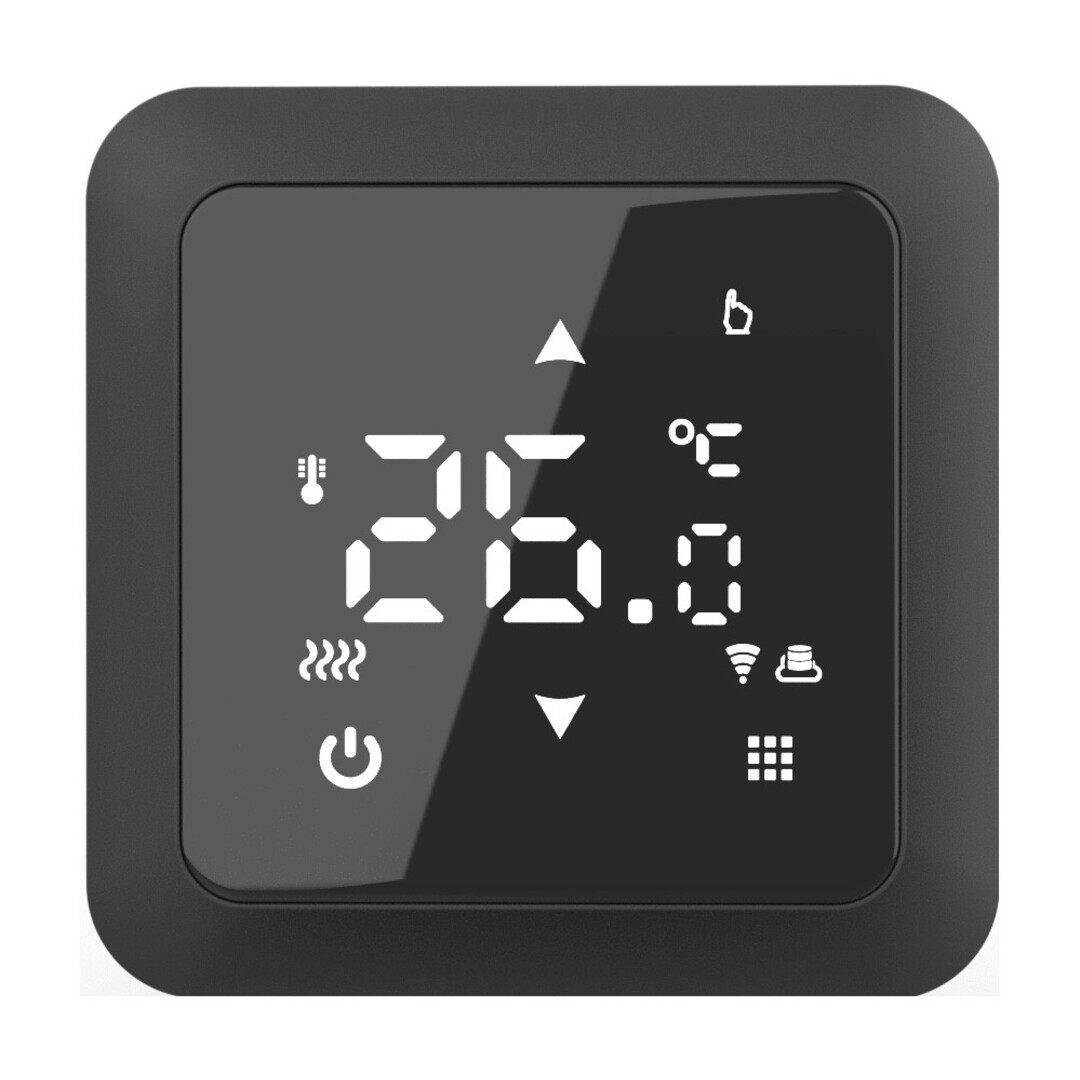 Modern WiFi Thermostat in White or Black – Smart Home Compatible – Works with Magnum, Pro-mat, Google Home & Alexa