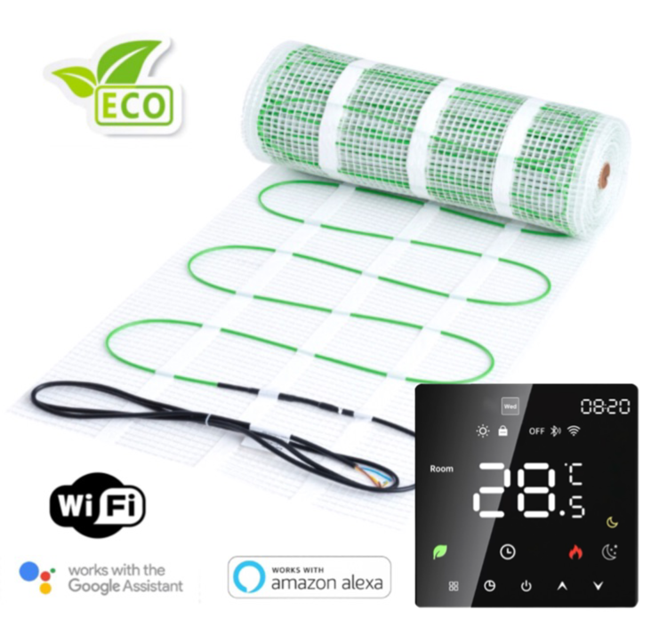 Pro-mat Eco-Friendly Electric Underfloor Heating Set 100 Watt with Wifi ...